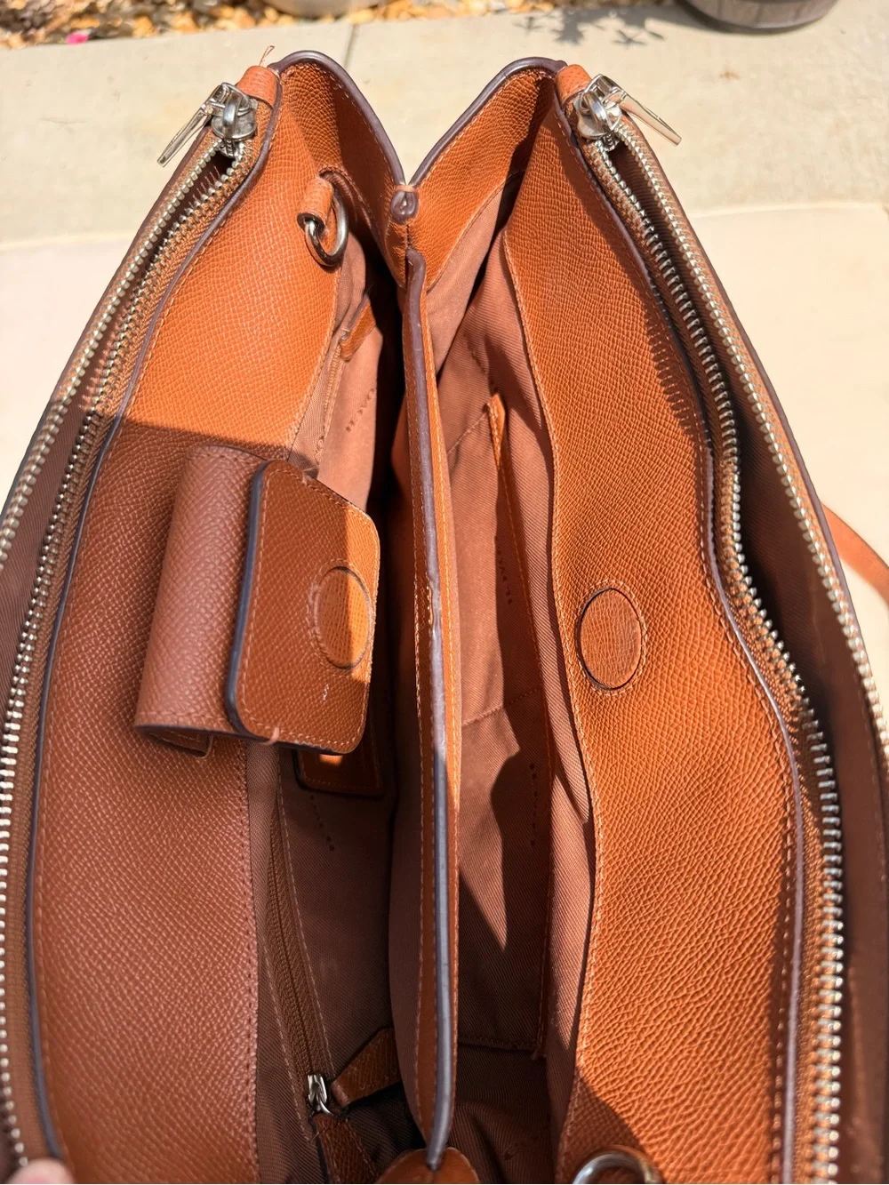 Coach Signature Leather Tote Bag in Saddle Brown 👜 - Picture 9 of 10